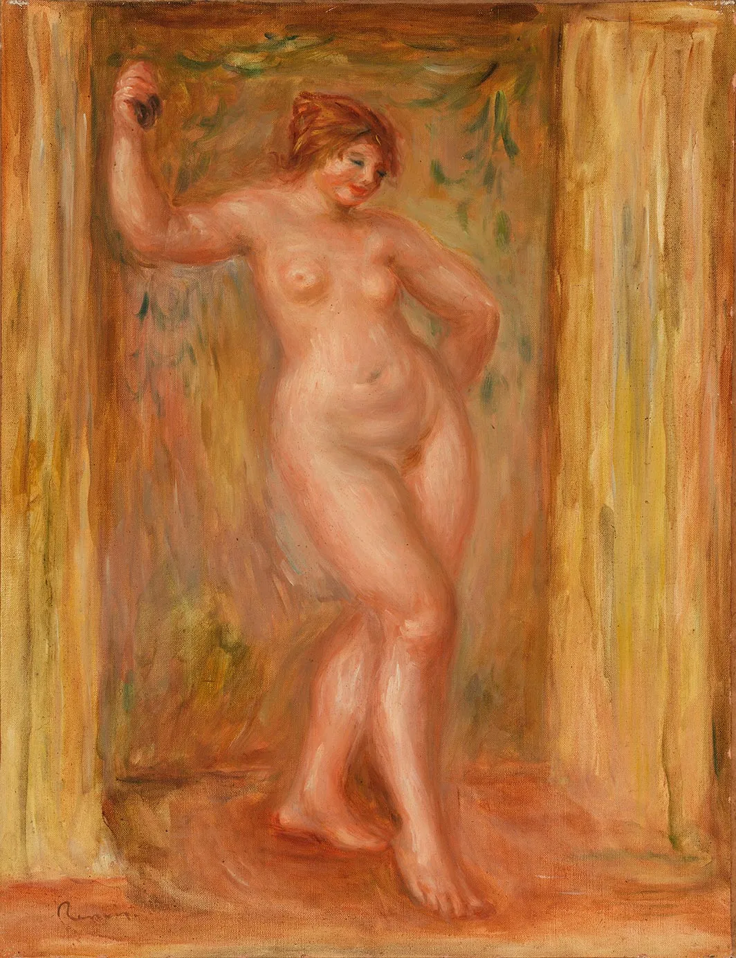 雷诺阿油画人物《持响板的裸女》