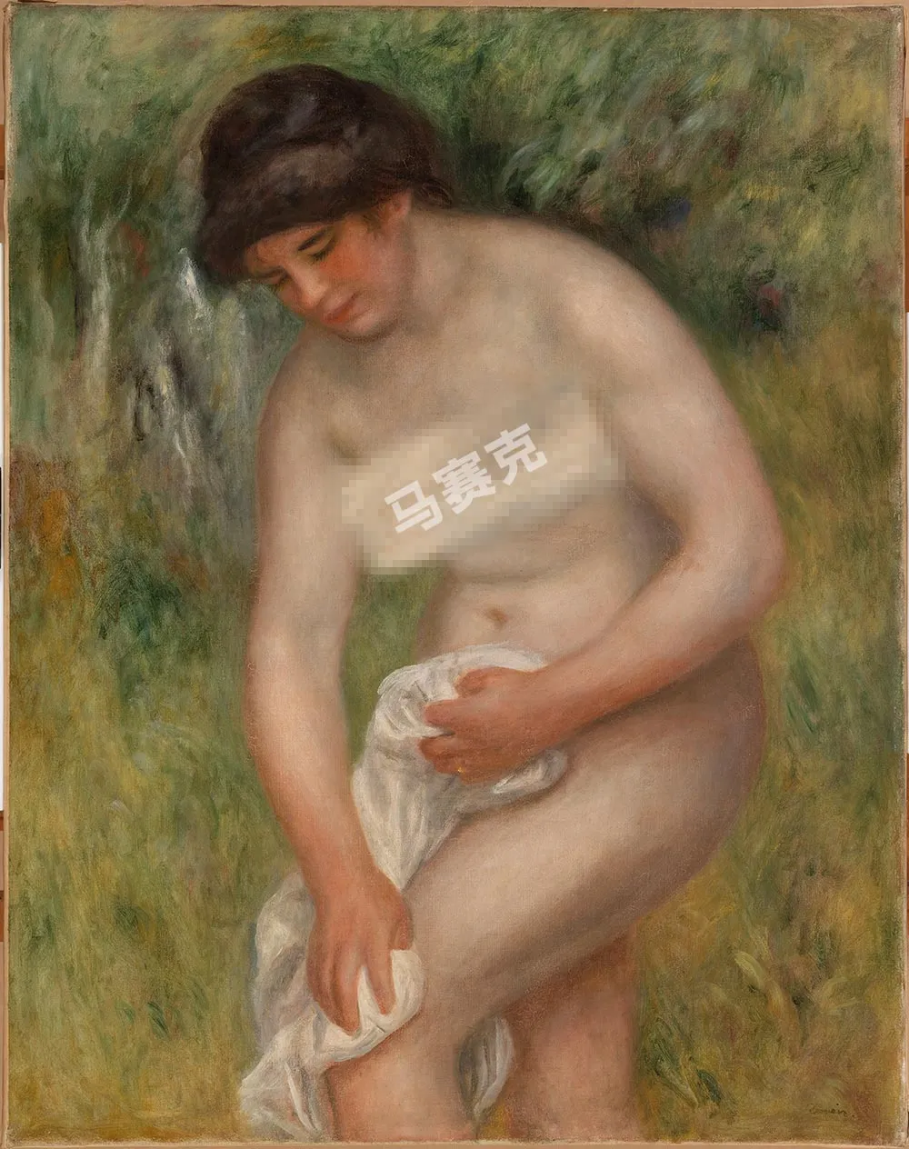 雷诺阿油画人物《沐浴者擦干身体》