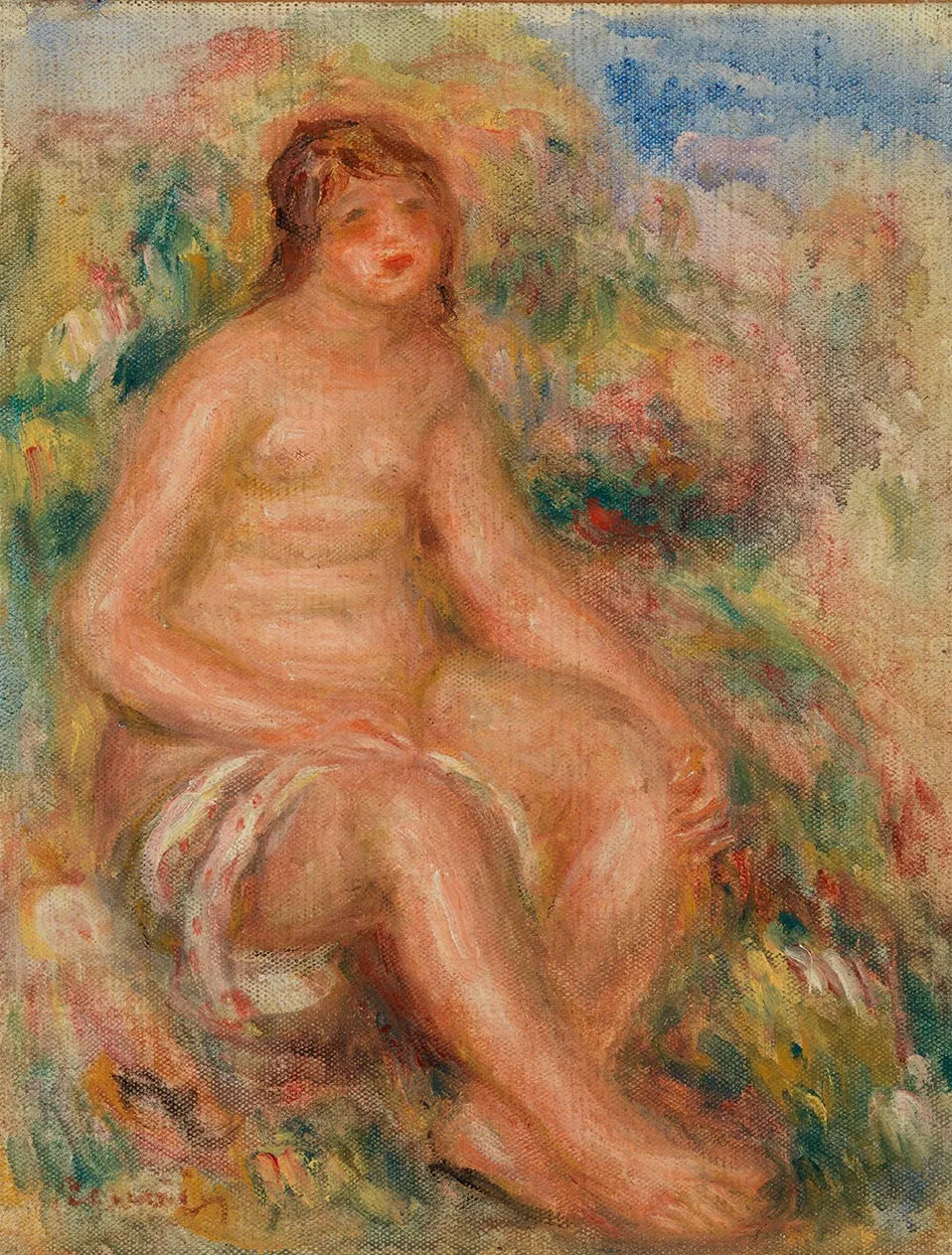 雷诺阿油画人物《沐浴者》