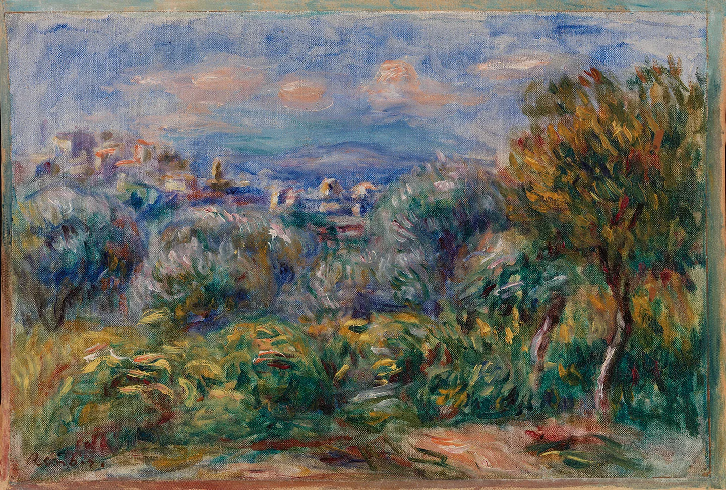 雷诺阿油画风景《卡涅滨海莱科莱特附近的风景》