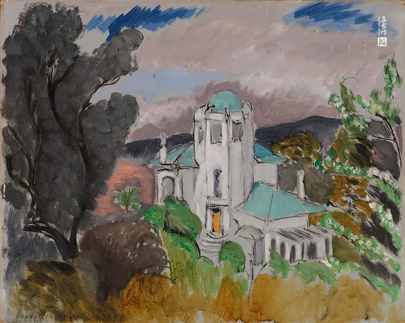 马蒂斯油画风景《蓝色别墅》