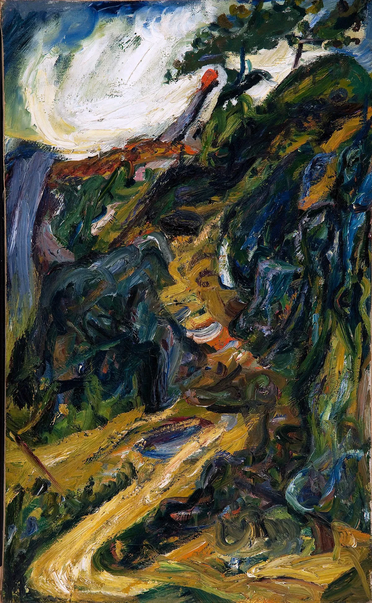 柴姆·苏丁《蜿蜒的道路，近格雷奥利耶尔》油画风景作品