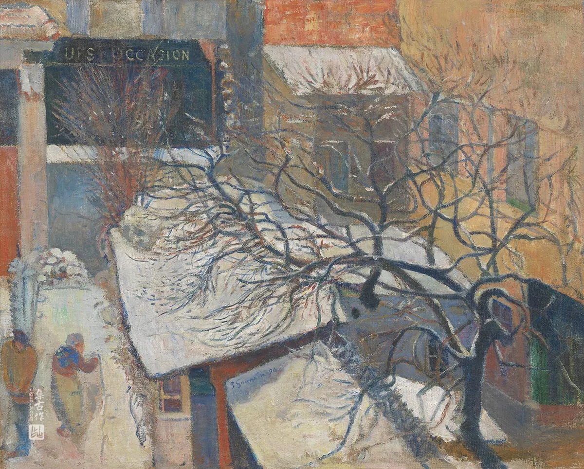 保罗·高更油画风景《雪中的巴黎》