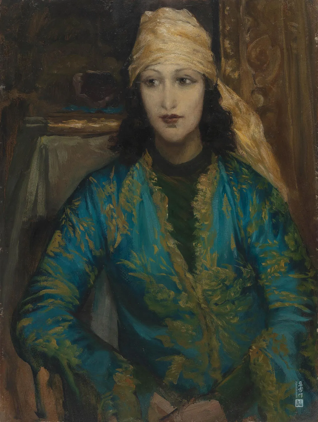 埃米尔·伯纳德油画作品《女性肖像》