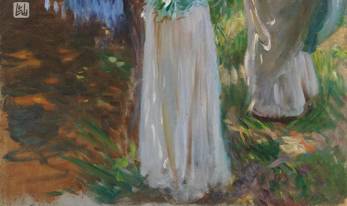 萨金特印象派风格油画作品《两个打阳伞的女孩》 (2)