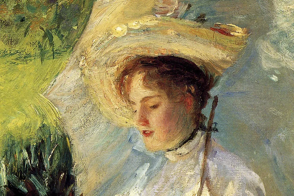 萨金特印象派风格油画作品《清晨散步的女人》 - 油画高清图片下载- 集