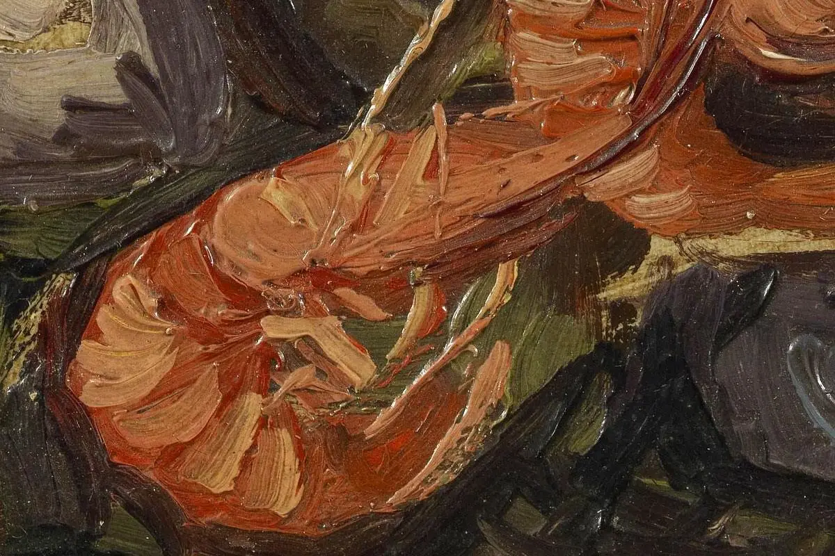 梵高静物油画《贻贝和虾的静物》 - 油画高清图片下载- 集古作网