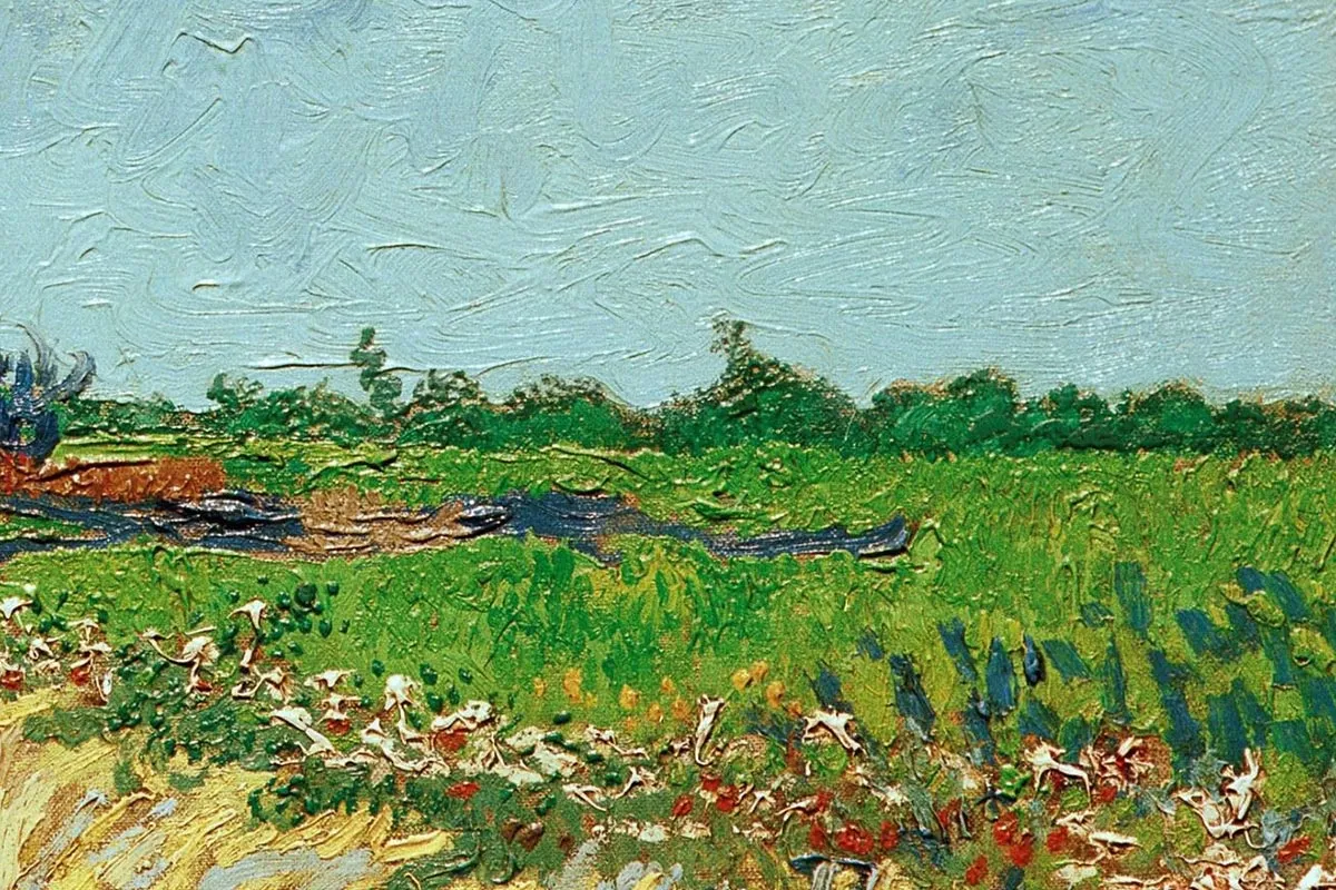 油彩画　湖畔 雪山映湖