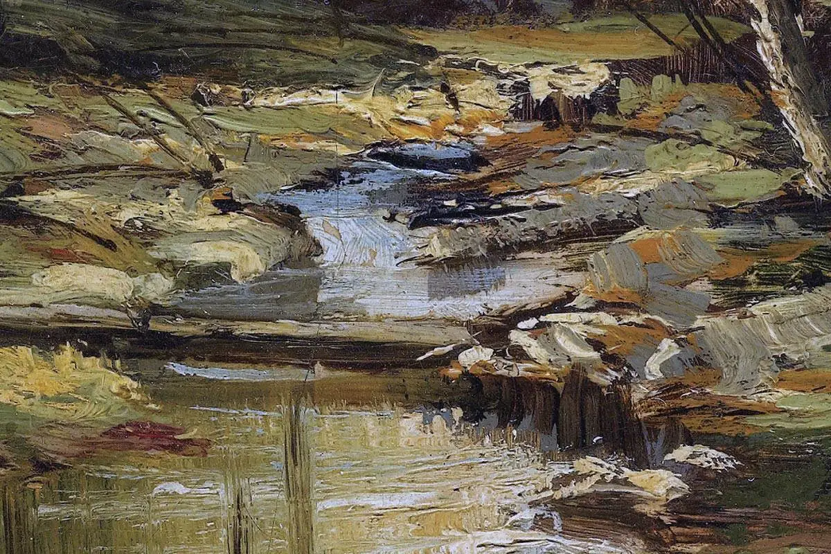 希施金油画风景森林中的小溪- 油画高清图片下载- 集古作网