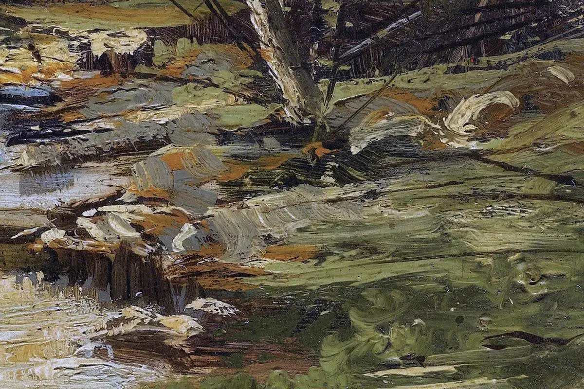 希施金油画风景森林中的小溪- 油画高清图片下载- 集古作网