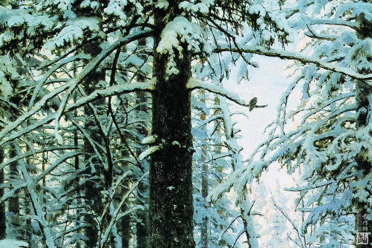希施金油画雪景冬天的森林- 油画高清图片下载- 集古作网