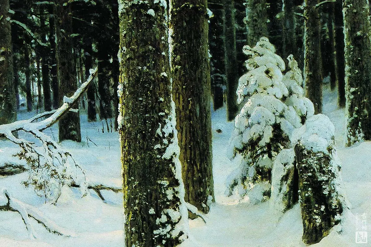 希施金油画雪景冬天的森林- 油画高清图片下载- 集古作网