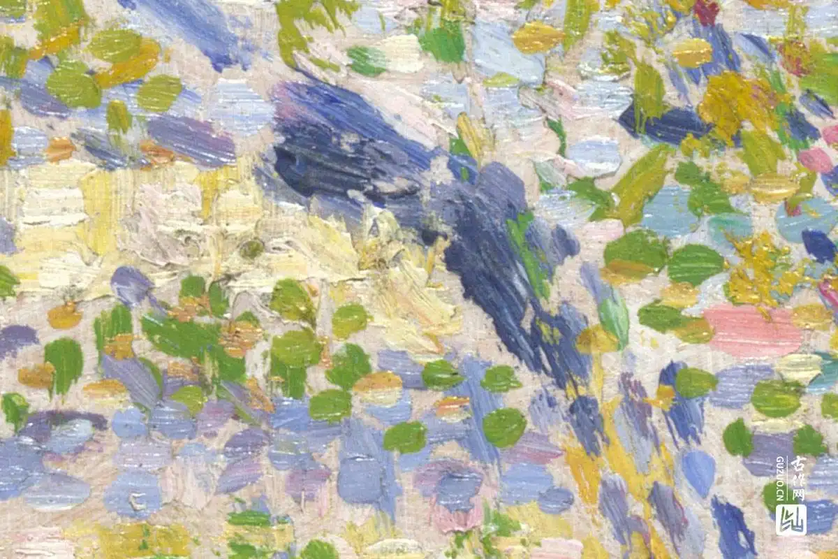 点彩画派“修拉”风景点彩画作品《从杰克岛看塞纳河》 - 油画高清图片