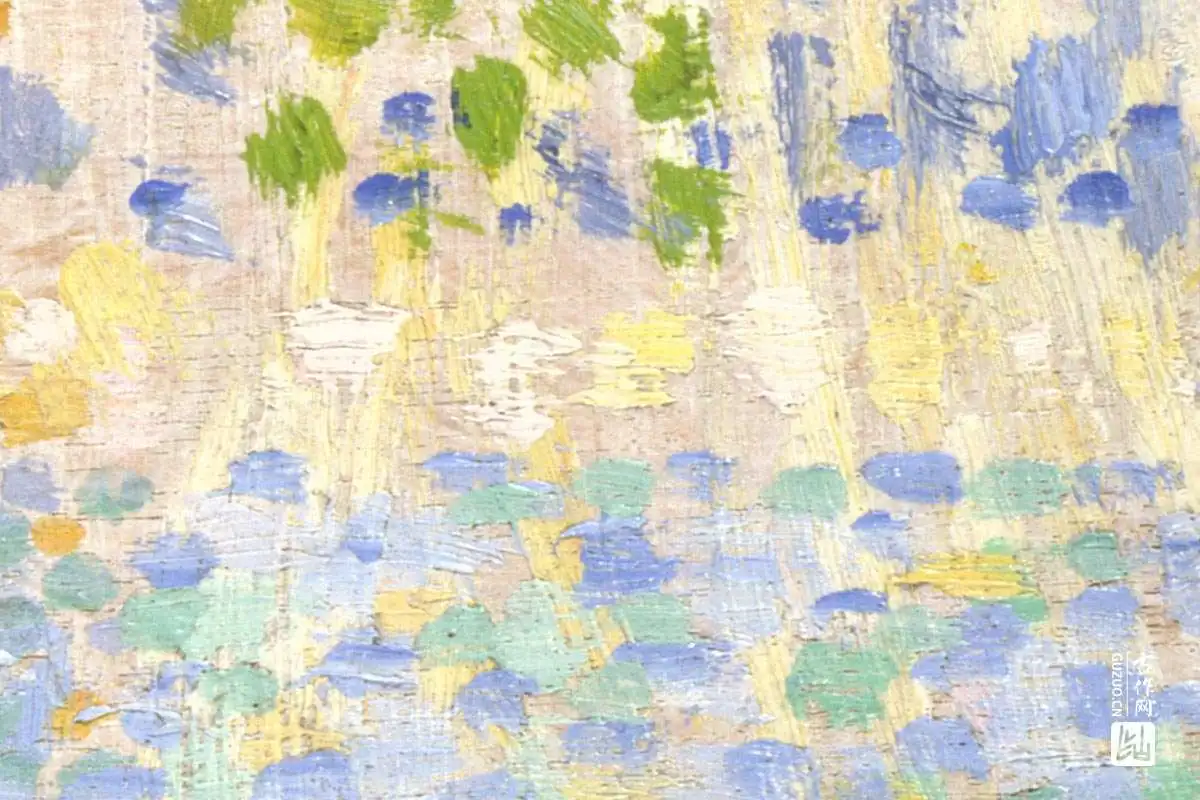 点彩画派“修拉”风景点彩画作品《从杰克岛看塞纳河》 - 油画高清图片