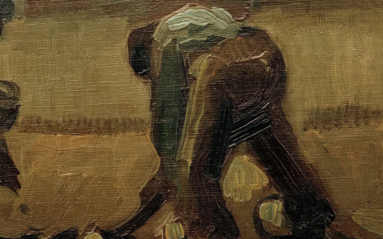 梵高现实主义油画《种植土豆的农妇》 - 油画高清图片下载- 集古作网