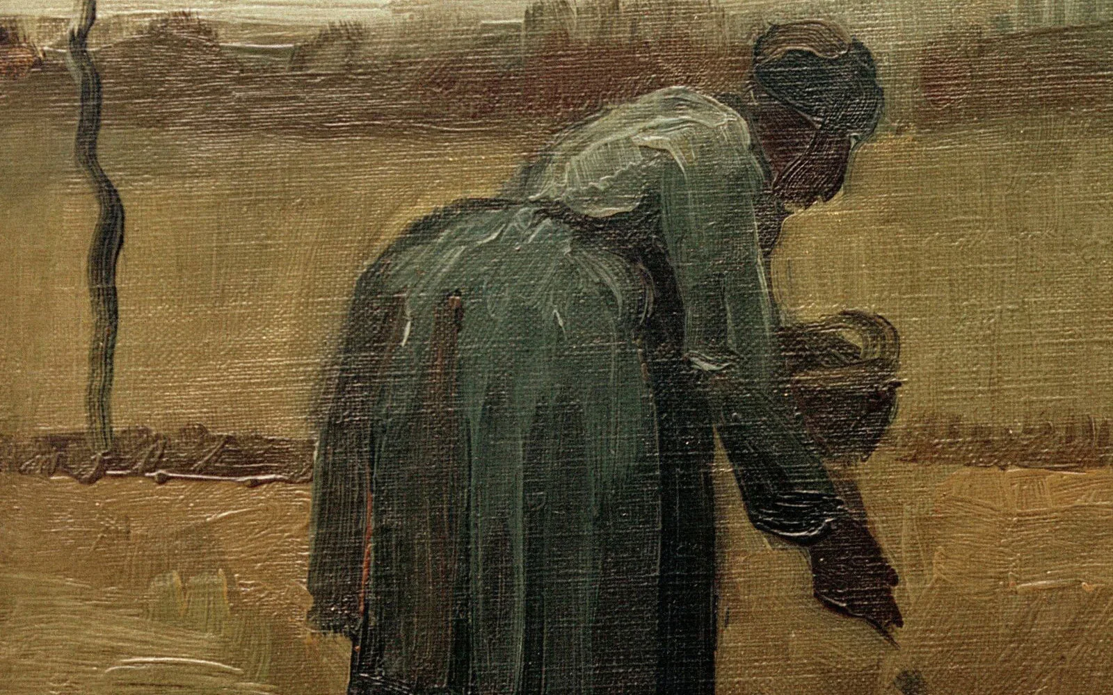 梵高现实主义油画《种植土豆的农妇》 - 油画高清图片下载- 集古作网