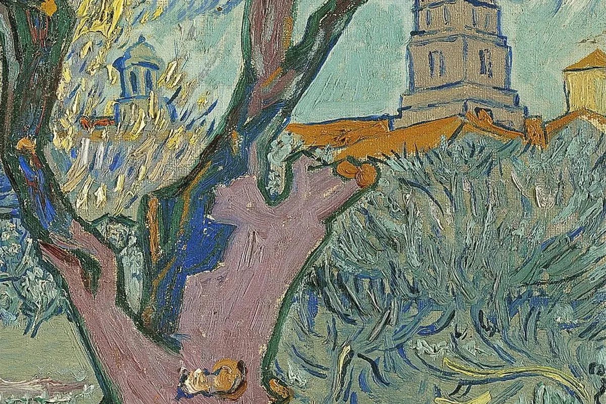 梵高油画风景《阿尔勒果园的春色》 - 油画高清图片下载- 集古作网